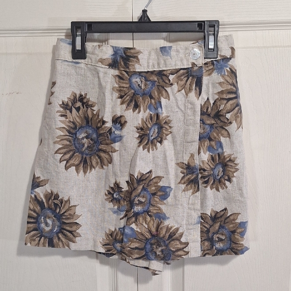 Niki-Lee California Pants - Niki-Lee California Lightweight Linen Blend Skorts Skirt Shorts- Sunflowers - 3